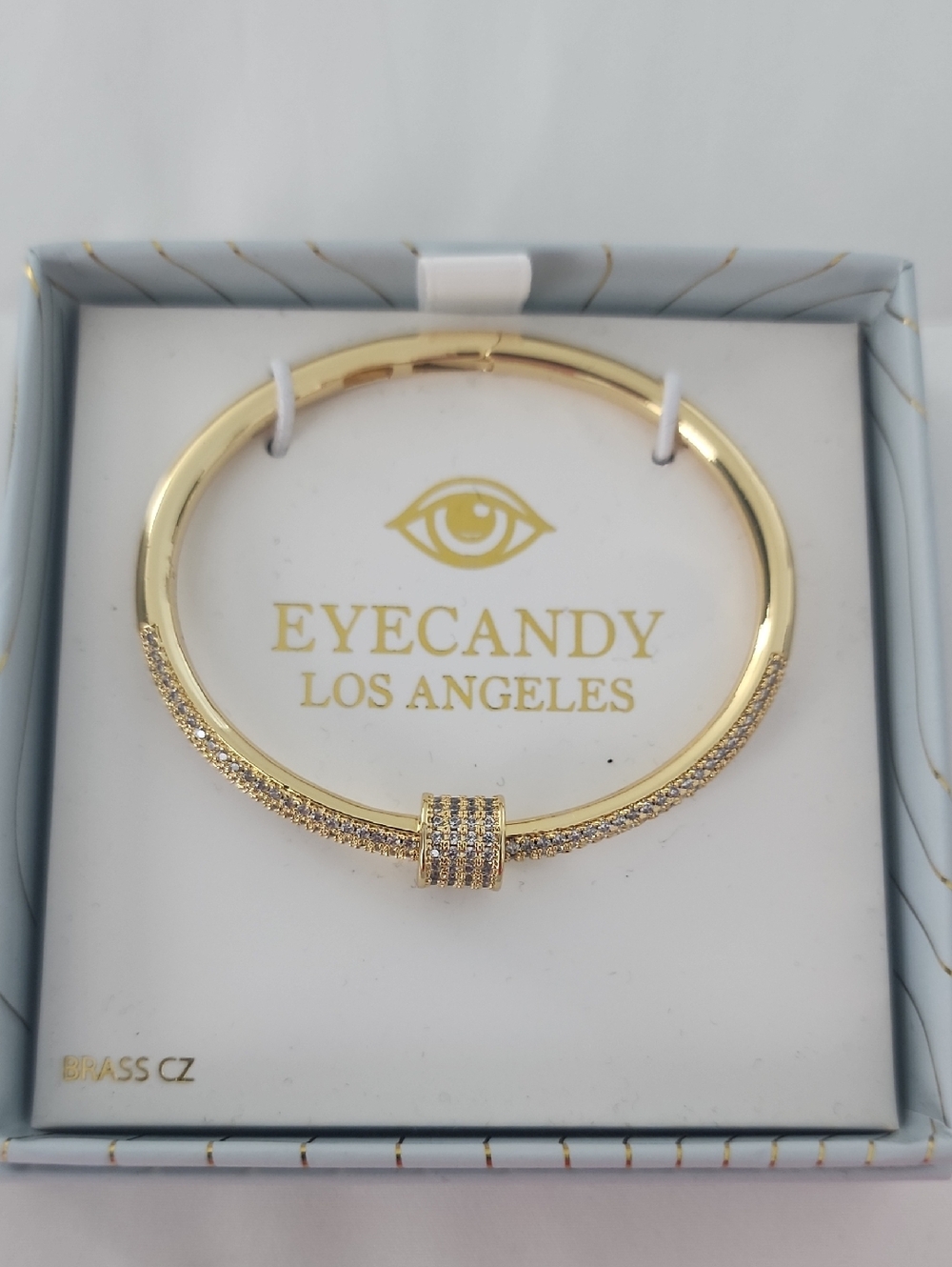 Gold Pave Crystal Bangle Bracelet